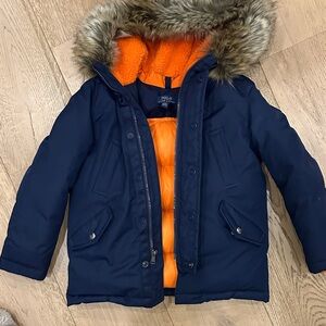 Polo by Ralph Lauren Kids Puffer Jacket in Navy and Orange